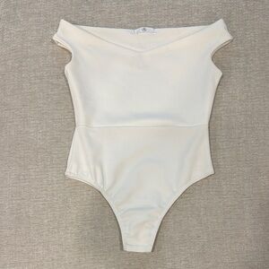 Missguided Cream Off-Shoulder Bodysuit